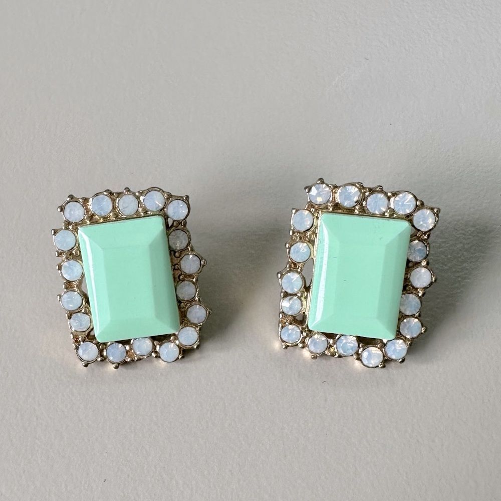 Jewelmint Aqua Opal Statement Stud Earrings